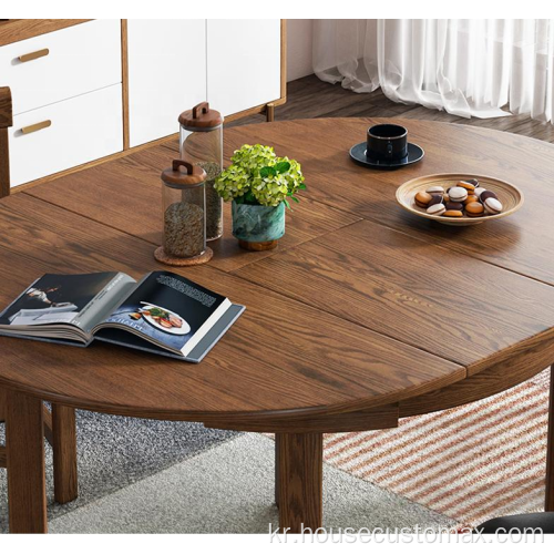 라운드 식탁 나무 확장 가능한 다이닝 월넛 테이블